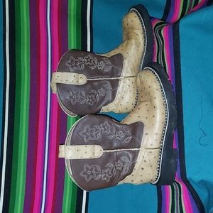 Roper ostrich cowboy boots tan 5.5